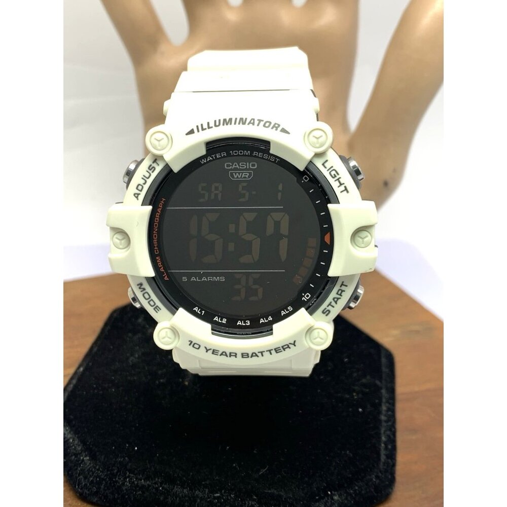 Casio Men’s White Digital Illuminator Watch - Water Resistant, 10-Year Battery